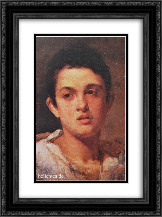 Portrait of a boy 18x24 Black Ornate Wood Framed Art Print Poster with Double Matting by Lembesis, Polychronis