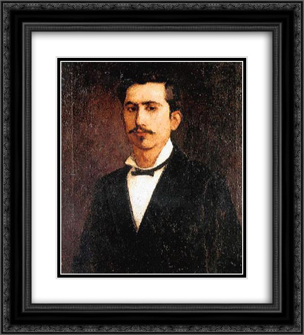 Self Portrait 20x22 Black Ornate Wood Framed Art Print Poster with Double Matting by Lembesis, Polychronis