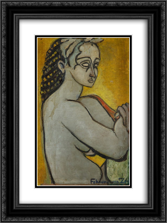 Antique portrait 18x24 Black Ornate Wood Framed Art Print Poster with Double Matting by Zeid, Princess Fahrelnissa