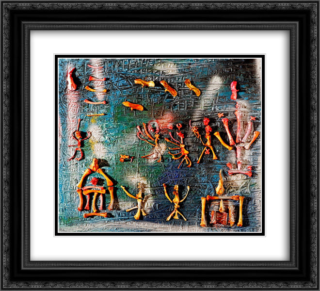 Composition with bones 22x20 Black Ornate Wood Framed Art Print Poster with Double Matting by Zeid, Princess Fahrelnissa