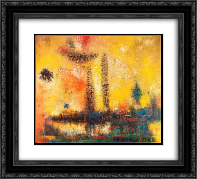London 22x20 Black Ornate Wood Framed Art Print Poster with Double Matting by Zeid, Princess Fahrelnissa