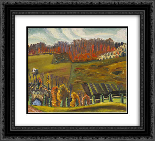 Autumn Fields, Knowlton 22x20 Black Ornate Wood Framed Art Print Poster with Double Matting by Heward, Prudence
