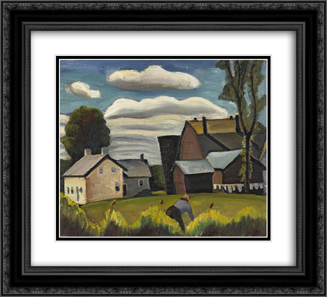 Farm 22x20 Black Ornate Wood Framed Art Print Poster with Double Matting by Heward, Prudence