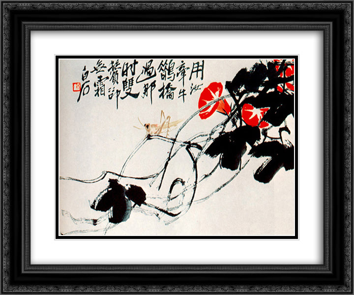 Bindweed, dodder  24x20 Black Ornate Wood Framed Art Print Poster with Double Matting by Qi Baishi