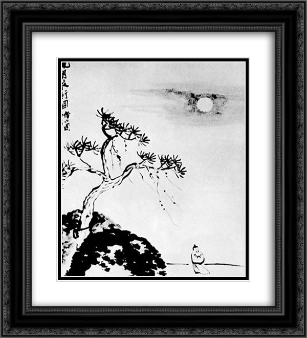 Cold Night  20x22 Black Ornate Wood Framed Art Print Poster with Double Matting by Qi Baishi