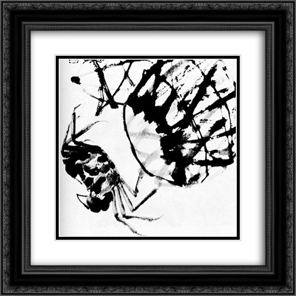 Crabs  20x20 Black Ornate Wood Framed Art Print Poster with Double Matting by Qi Baishi