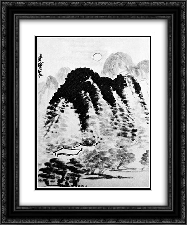 Homes  20x24 Black Ornate Wood Framed Art Print Poster with Double Matting by Qi Baishi
