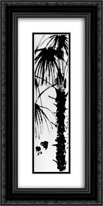 Palm  12x24 Black Ornate Wood Framed Art Print Poster with Double Matting by Qi Baishi