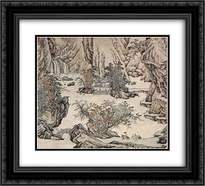 Landscape 22x20 Black Ornate Wood Framed Art Print Poster with Double Matting by Qiu Ying