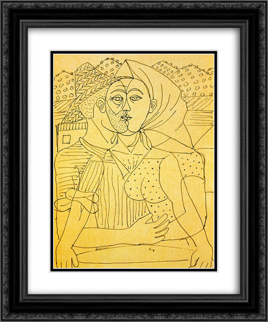 A Kiss 20x24 Black Ornate Wood Framed Art Print Poster with Double Matting by Zabaleta, Rafael