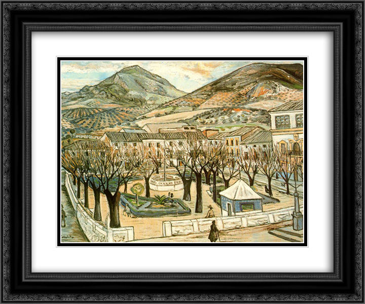 Garden of Quesada in winter 24x20 Black Ornate Wood Framed Art Print Poster with Double Matting by Zabaleta, Rafael