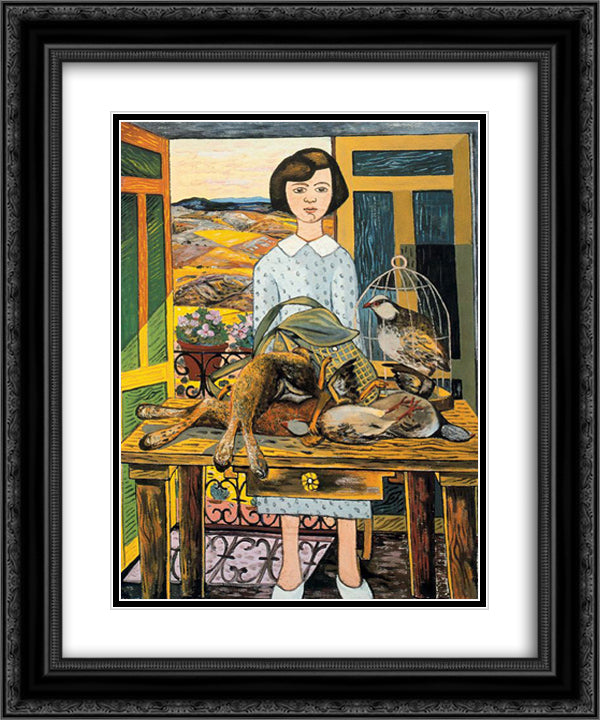 Girl with still life 20x24 Black Ornate Wood Framed Art Print Poster with Double Matting by Zabaleta, Rafael