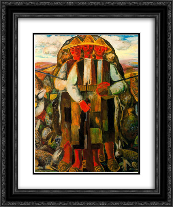 Hunters 20x24 Black Ornate Wood Framed Art Print Poster with Double Matting by Zabaleta, Rafael