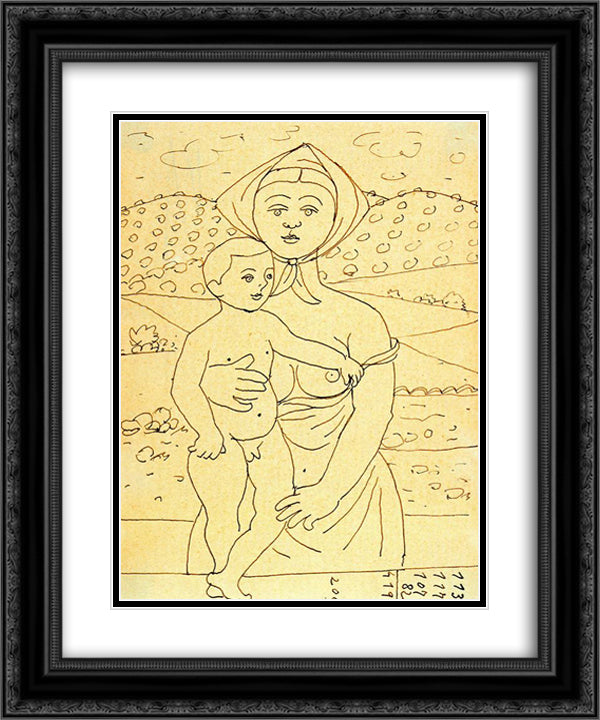 Maternity 20x24 Black Ornate Wood Framed Art Print Poster with Double Matting by Zabaleta, Rafael