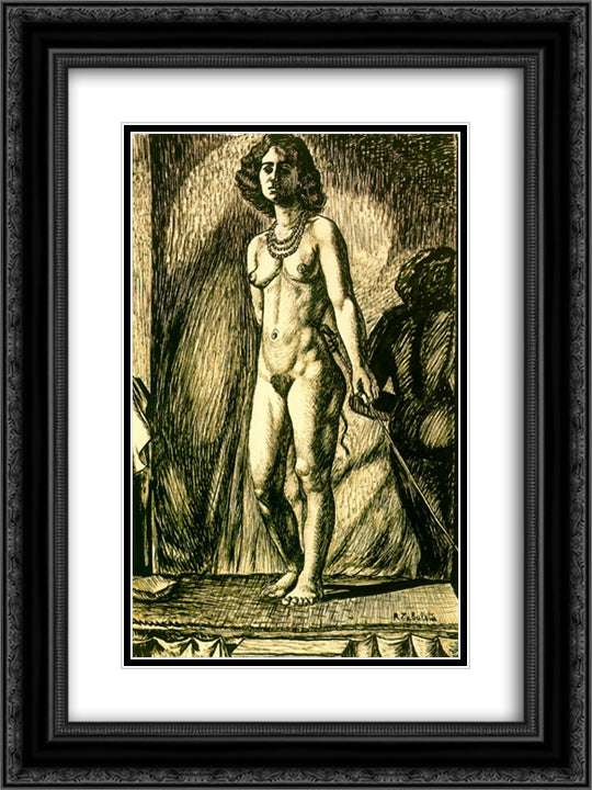 Nude Woman 18x24 Black Ornate Wood Framed Art Print Poster with Double Matting by Zabaleta, Rafael