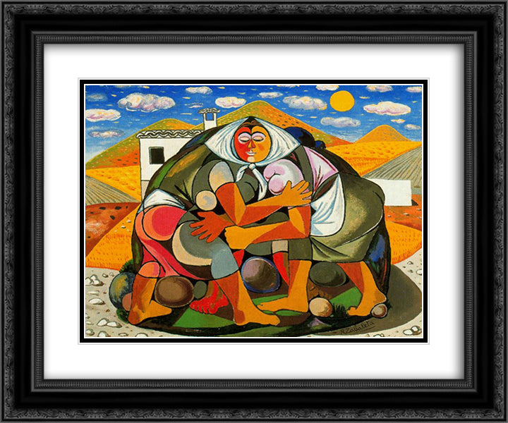 Peasants 24x20 Black Ornate Wood Framed Art Print Poster with Double Matting by Zabaleta, Rafael