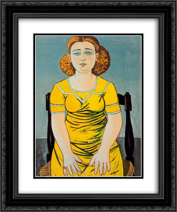 Portrait of seated blonde woman 20x24 Black Ornate Wood Framed Art Print Poster with Double Matting by Zabaleta, Rafael