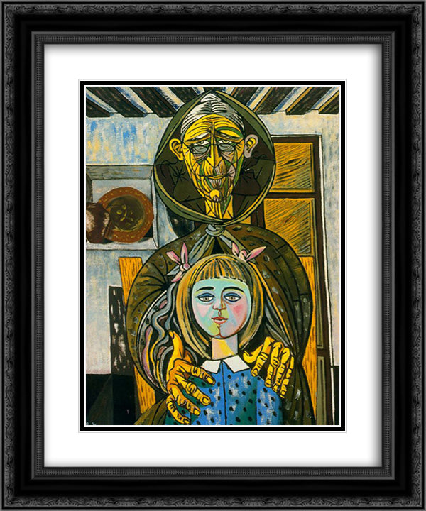 The old woman and the girl 20x24 Black Ornate Wood Framed Art Print Poster with Double Matting by Zabaleta, Rafael