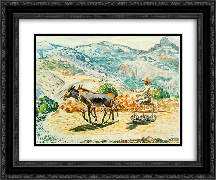 The threshing 24x20 Black Ornate Wood Framed Art Print Poster with Double Matting by Zabaleta, Rafael