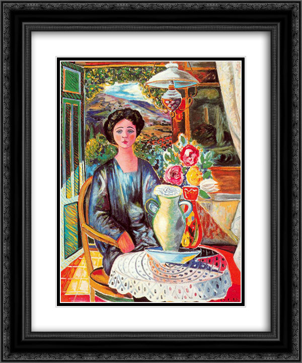 Women in countryside 20x24 Black Ornate Wood Framed Art Print Poster with Double Matting by Zabaleta, Rafael