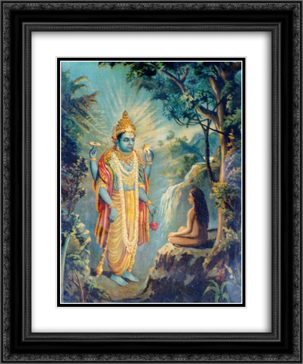 Dhruv Narayan 20x24 Black Ornate Wood Framed Art Print Poster with Double Matting by Ravi Varma, Raja
