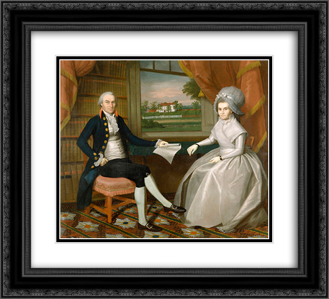Oliver and Abigail Wolcott Ellsworth 22x20 Black Ornate Wood Framed Art Print Poster with Double Matting by Earl, Ralph