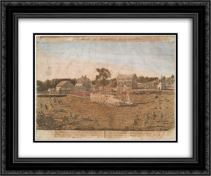 Plate I. The battle of Lexington, April 19th 1775 24x20 Black Ornate Wood Framed Art Print Poster with Double Matting by Earl, Ralph