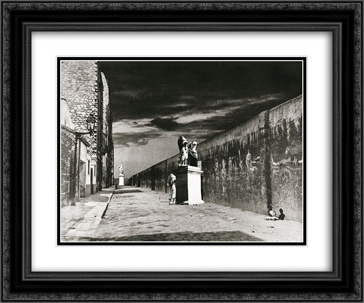 La Rue derriere la gare 24x20 Black Ornate Wood Framed Art Print Poster with Double Matting by Ubac, Raoul