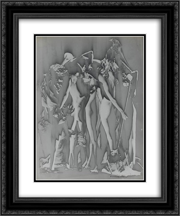Le Conciliabule 20x24 Black Ornate Wood Framed Art Print Poster with Double Matting by Ubac, Raoul