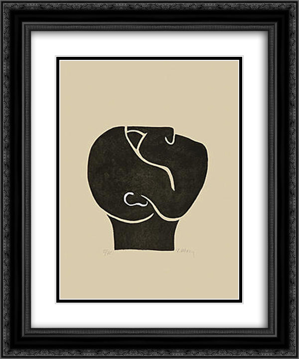 Tete levee 20x24 Black Ornate Wood Framed Art Print Poster with Double Matting by Ubac, Raoul