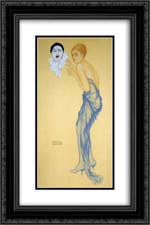 Anger 16x24 Black Ornate Wood Framed Art Print Poster with Double Matting by Kirchner, Raphael