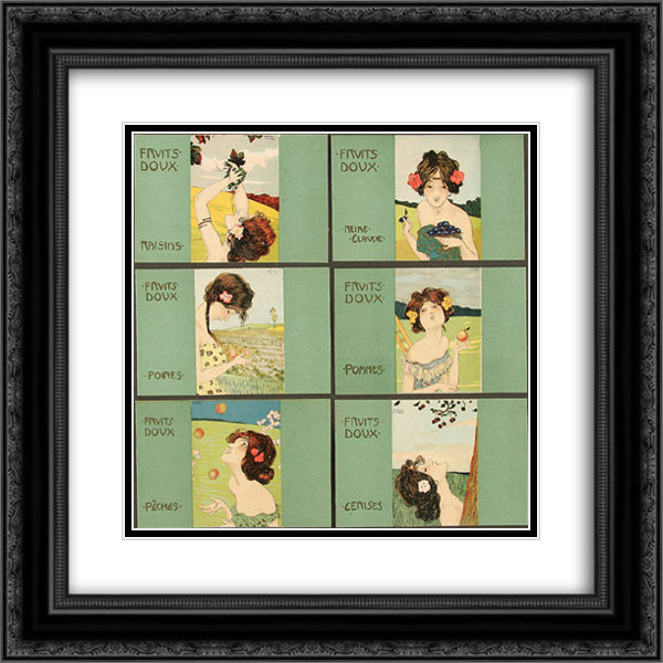 Apples, sweet fruits 20x20 Black Ornate Wood Framed Art Print Poster with Double Matting by Kirchner, Raphael
