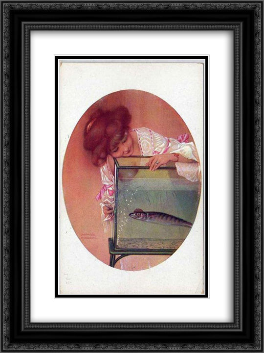 April Fool 18x24 Black Ornate Wood Framed Art Print Poster with Double Matting by Kirchner, Raphael