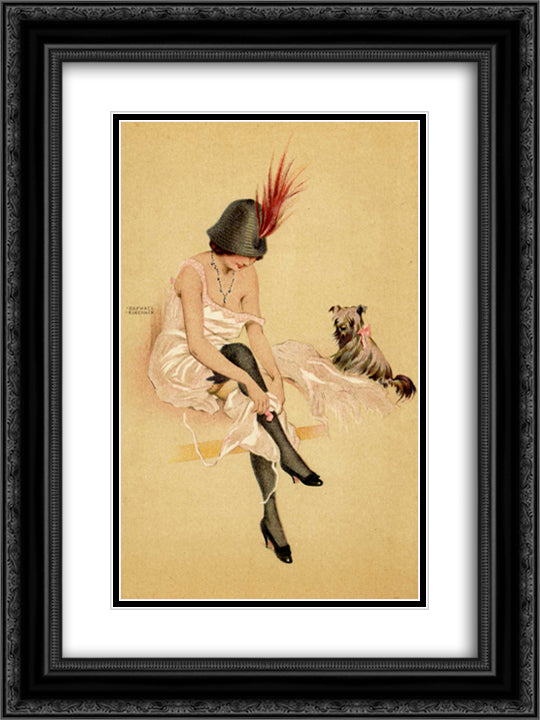 Arugula and his dog 18x24 Black Ornate Wood Framed Art Print Poster with Double Matting by Kirchner, Raphael