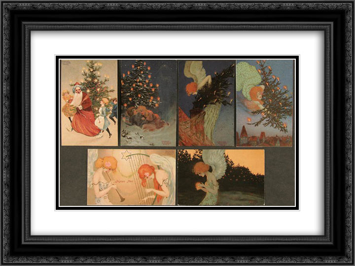 Christmas pictures signed with Paris 24x18 Black Ornate Wood Framed Art Print Poster with Double Matting by Kirchner, Raphael