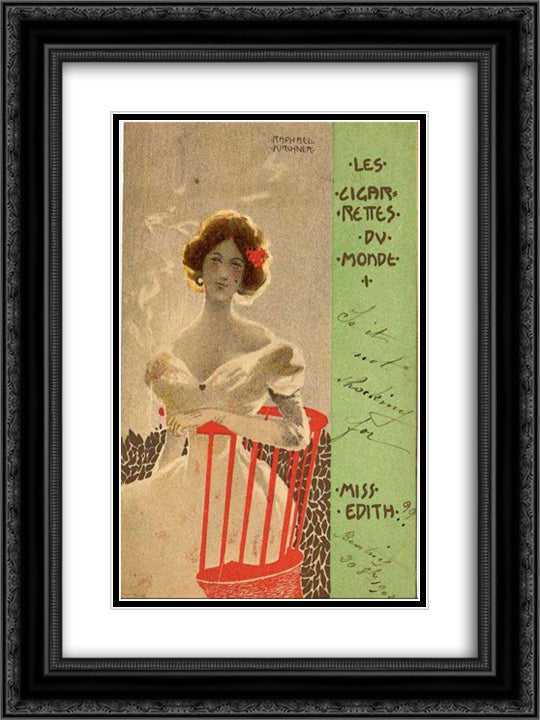 Cigarettes of the World 18x24 Black Ornate Wood Framed Art Print Poster with Double Matting by Kirchner, Raphael
