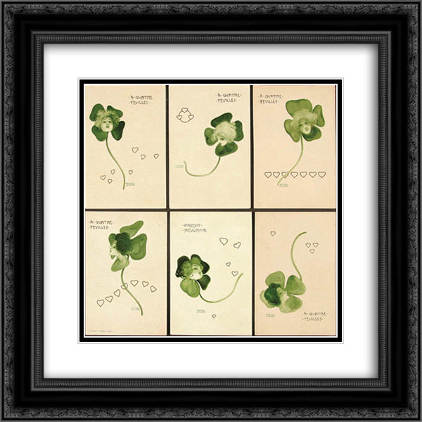 Clovers 20x20 Black Ornate Wood Framed Art Print Poster with Double Matting by Kirchner, Raphael