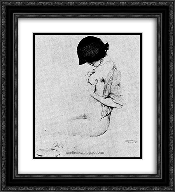 Contemplation 20x22 Black Ornate Wood Framed Art Print Poster with Double Matting by Kirchner, Raphael