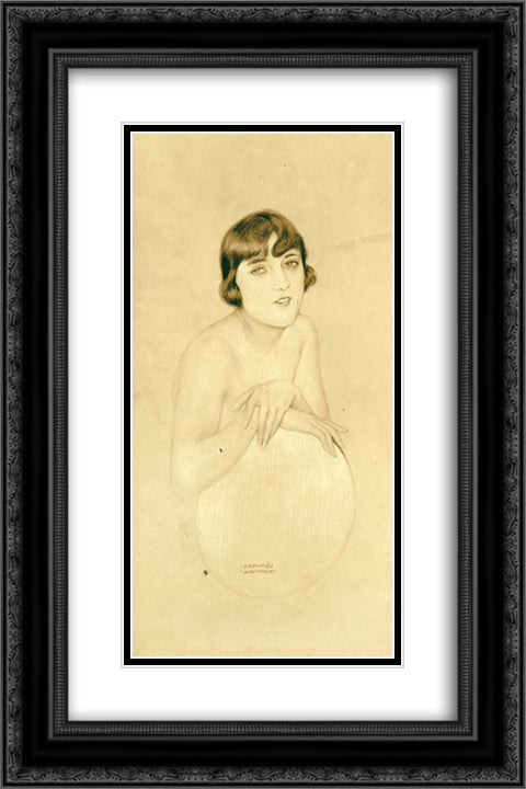 Dolly sister 16x24 Black Ornate Wood Framed Art Print Poster with Double Matting by Kirchner, Raphael