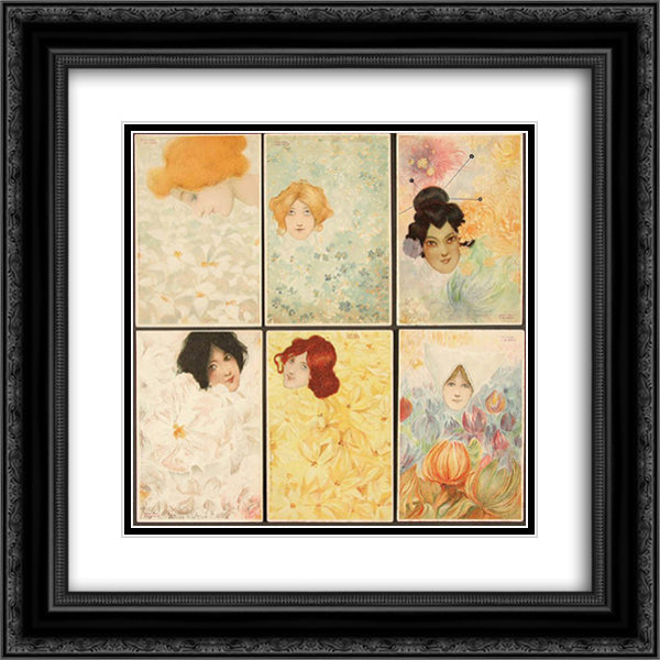 Erika 20x20 Black Ornate Wood Framed Art Print Poster with Double Matting by Kirchner, Raphael