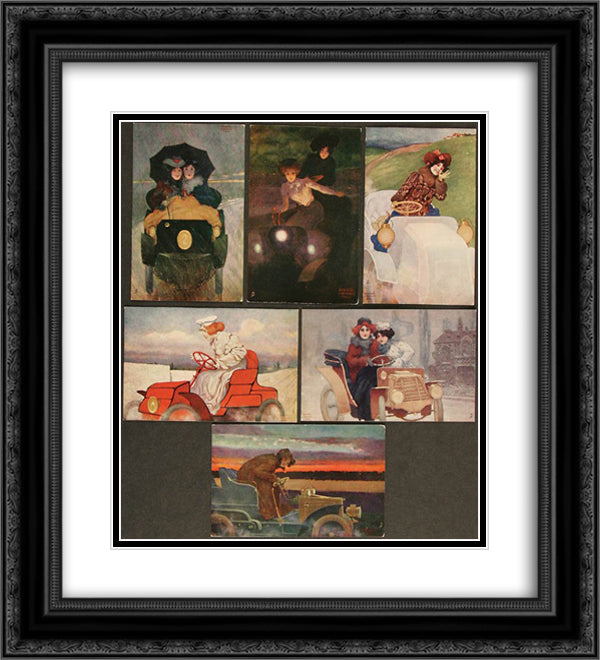 Flashing Motorists 20x22 Black Ornate Wood Framed Art Print Poster with Double Matting by Kirchner, Raphael