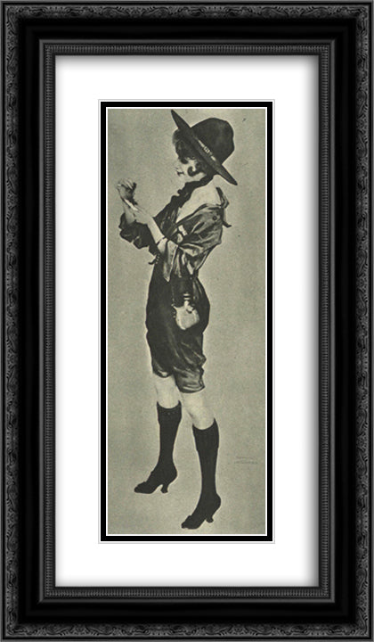 Girl Scout, New York Tribune 14x24 Black Ornate Wood Framed Art Print Poster with Double Matting by Kirchner, Raphael