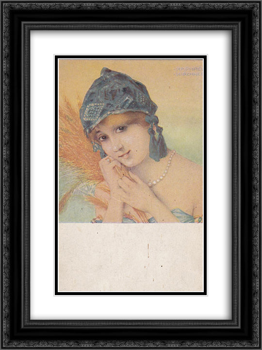 Gleaner 18x24 Black Ornate Wood Framed Art Print Poster with Double Matting by Kirchner, Raphael