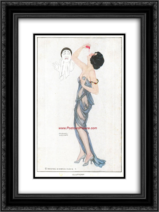Gluttony 18x24 Black Ornate Wood Framed Art Print Poster with Double Matting by Kirchner, Raphael
