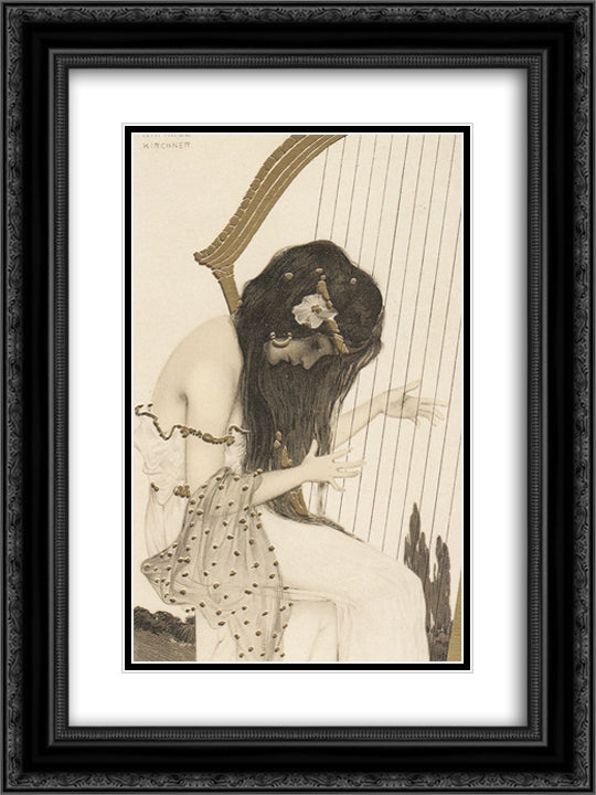 Greek Virgins 18x24 Black Ornate Wood Framed Art Print Poster with Double Matting by Kirchner, Raphael