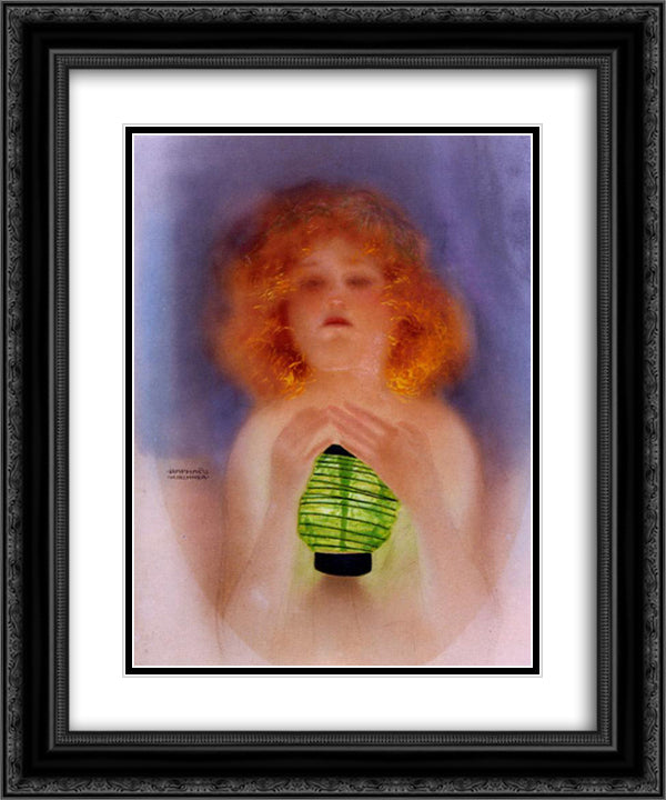 Green Lantern 20x24 Black Ornate Wood Framed Art Print Poster with Double Matting by Kirchner, Raphael