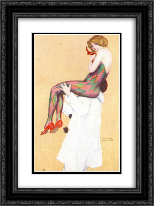 Harlequinade 18x24 Black Ornate Wood Framed Art Print Poster with Double Matting by Kirchner, Raphael