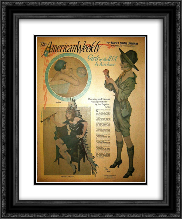 Hearst's Sunday American 20x24 Black Ornate Wood Framed Art Print Poster with Double Matting by Kirchner, Raphael