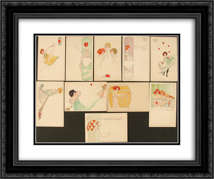 Heart Lady 24x20 Black Ornate Wood Framed Art Print Poster with Double Matting by Kirchner, Raphael