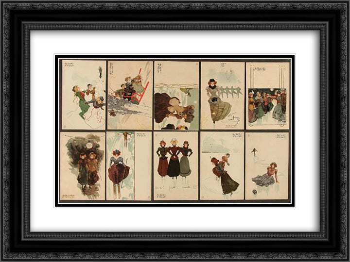 Ice Flowers 24x18 Black Ornate Wood Framed Art Print Poster with Double Matting by Kirchner, Raphael
